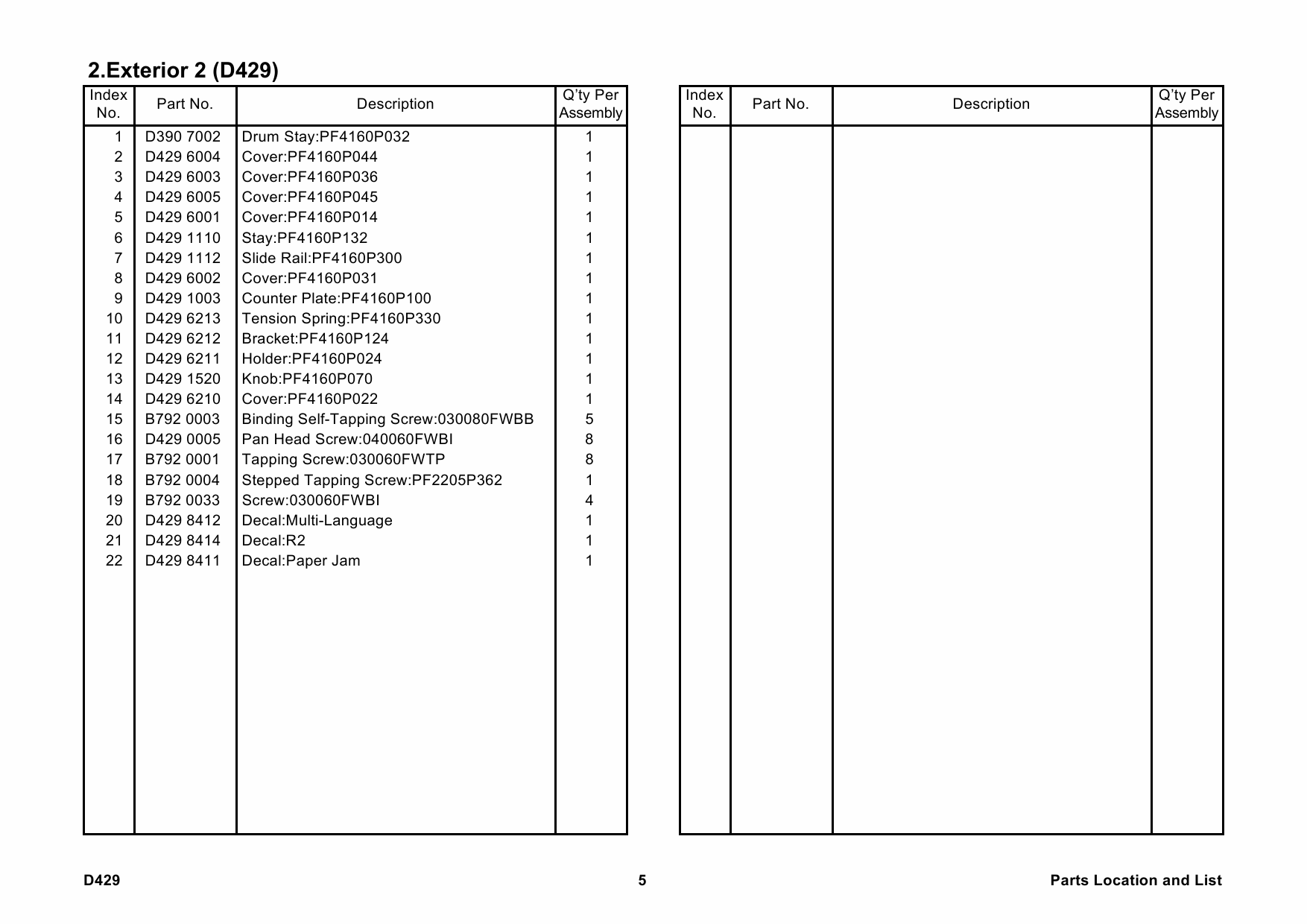 RICOH Options D429 INTERNAL-FINISHER-TYPE-C2550 Parts Catalog PDF download-2